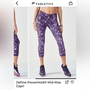 These capris are FABLETICS and are a size 2X with a pink and purple pattern